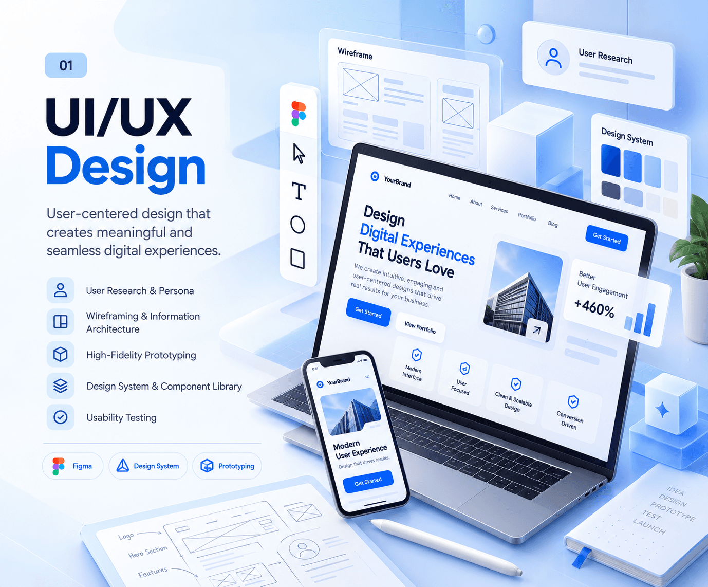 Ilustrasi layanan UI/UX Design SyahduLab